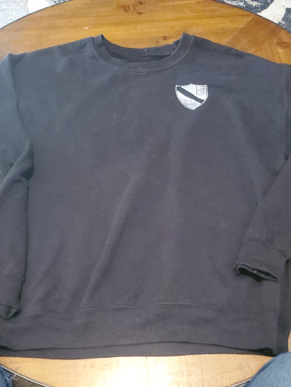 Men's Black Crewneck Sweatshirt with Shield Crest